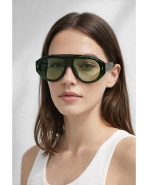 Oversized Bold Aviator Sunglasses in Green