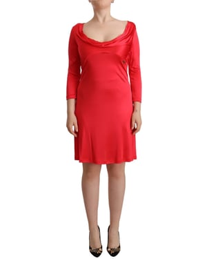John Galliano Cowl Neck 34 Sleeve Aline Dress