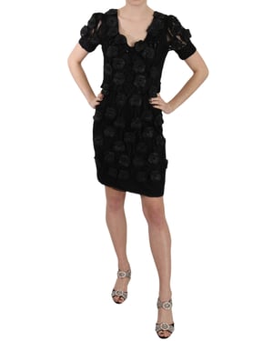 John Richmond Black Floral Appliqu Dress