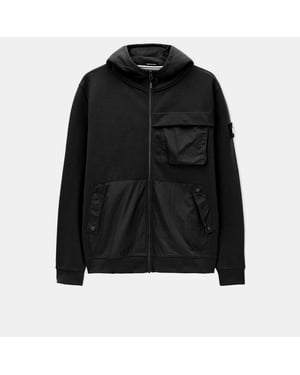 Men's Weekend Offender Daponte Overlay Zip Hoodie in Black