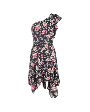 Isabel Marant One Shoulder Minijurk in Bloemenprint Zijde