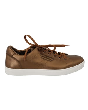 Dolce & Gabbana Gold Leather Mens Casual Sneakers