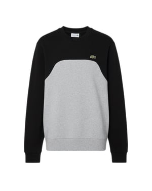 Men's Lacoste Block Cotton Fleece Sweatshirt in Grey