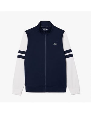 Men's Lacoste Up Stretch Interlock Tennis Sweatshirt in Navy-White