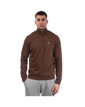 Men's Lyle And Scott Quarter Zip Sweatshirt in Brown
