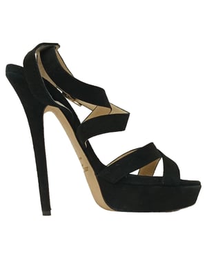 Jimmy Choo Louise Crisscross Platform Sandals in Black Suede