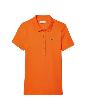 Women's Lacoste Fit L.12.D Ribbed Cotton Polo Shirt in Orange