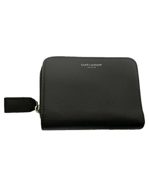 Saint Laurent Grained Zip Compact Rive Gauche Wallet in Grey Leather