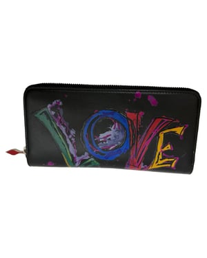 Christian Louboutin Panettone Loubitag portemonnee in zwart leer