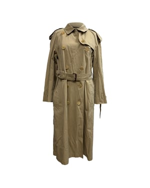 Burberry Double-Breasted Belted Trench Coat in Beige Cotton