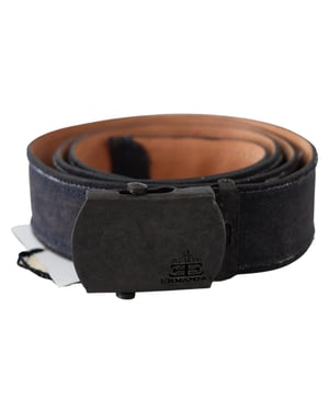 Ermanno Scervino Blue Leather Ratchet Buckle Belt