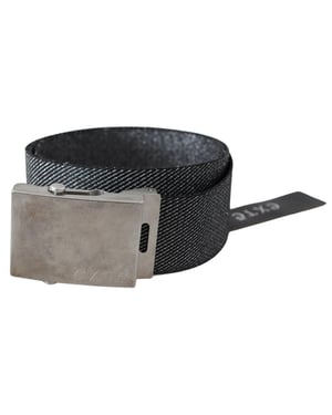 Exte Black Silver Metal Brushed Buckle Waist Belt