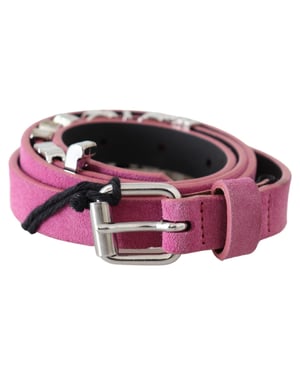 Just Cavalli Roze Zilveren Chroom Metalen Gespschouderband