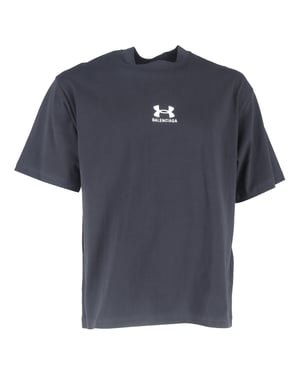 Balenciaga x Under Armour Logo-Embroidered T-Shirt in Black Cotton