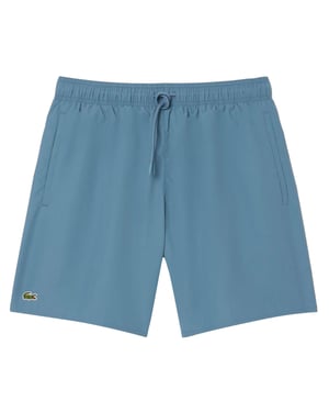 Men's Lacoste Length Monochrome Swim Trunks in Blue