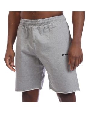 Men's Off White All Sweat Shorts in Grey black