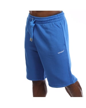 Men's Off White Arrow Skate Sweat Shorts in Blue-White
