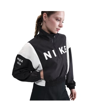 Women's Nike Color Block Windbreaker Jacket in Black/White
