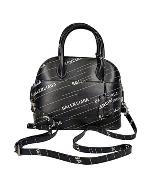 Balenciaga Kleine Logo Ville Geprinte Tas in Zwart Leer