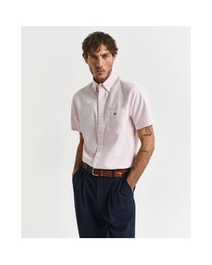 Men's Gant Fit Classic Short Sleeves Oxford Shirt in Pink
