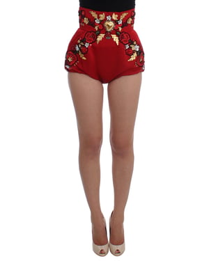 Hooggetailleerde Bloemgeborduurde Korte Broek