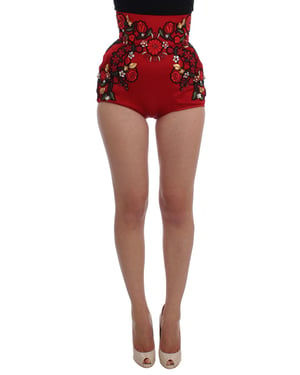 Dolce Gabbana Bloemen Geborduurde Hoge Taille Shorts