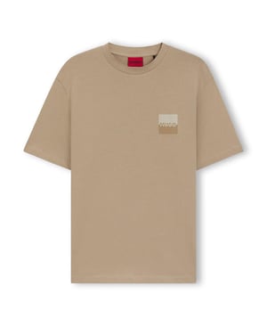 Men's Hugo Split Logo T Shirt in Beige