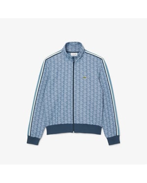 Men's Lacoste Zip Up Jacquard Track Jacket in Blue