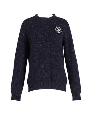 Moschino Logo Patch Sweater in Navy Blue Wool
