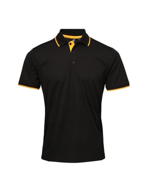 Premier Herencontrast Coolchecker Polo Shirt (Zwart/Zonnebloem)