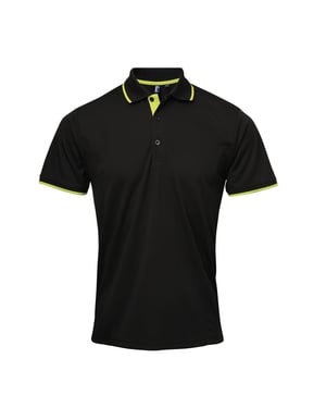 Premier Herencontrast Coolchecker Polo Shirt (Zwart/Kalk)