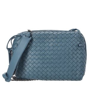 Bottega Veneta Intrecciato Nodini Crossbody Bag in Blue Leather
