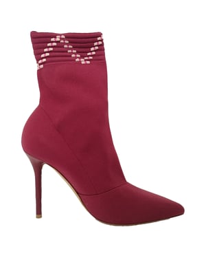 Malone Souliers Mariah Ankle Boots in Burgundy Cotton