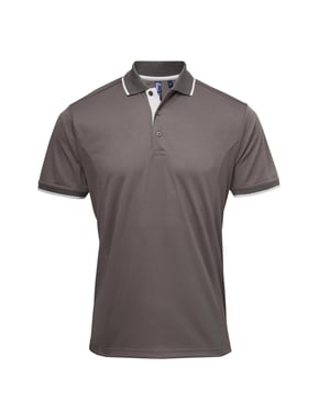 Premier Herencontrast Coolchecker Polo Shirt (Donkergrijs/zilver)