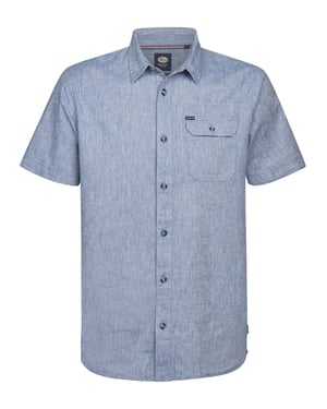 Petrol Industries - Solid Linnenmix Korte Mouwen Shirt Tracker Heren - Licht Indigo