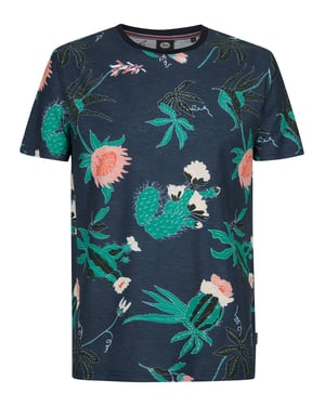 Petrol Industries - Heren T-shirt met all-over print Carbón - Blauw