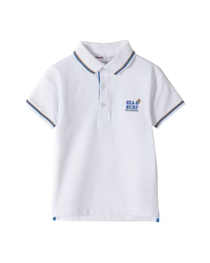 Minoti Jongens Poloshirt met Contrast Stippen (Wit)
