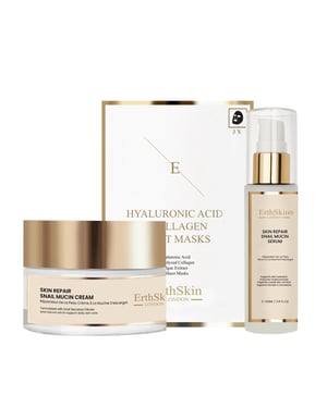 Hudreparationskräm med snigelsekret 50ml + Hudreparationsserum med snigelsekret 60ml + Hyaluronsyra & Kollagenmask (3 stycken)