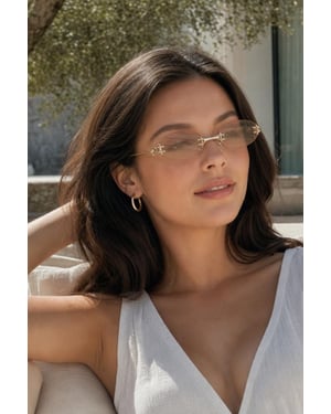 Rimless Oval Sunglasses In Brown
