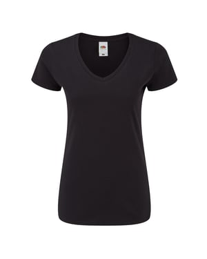 Fruit of the Loom Dames/Dames Iconisch V Hals T-shirt (Zwart)
