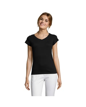 SOLS Dames/Dames Maan V Hals T-shirt (Diep zwart)
