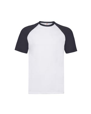Fruit of the Loom Heren Valueweight Baseball T-shirt (Witte/diepe marine)