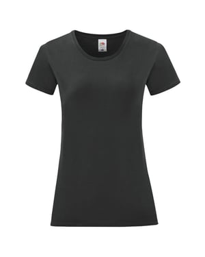 Fruit of the Loom Dames/Dames Iconic Combed Cotton T-shirt (Zwart)