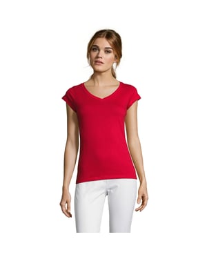 SOLS Dames/Dames Maan V Hals T-shirt (Rood)