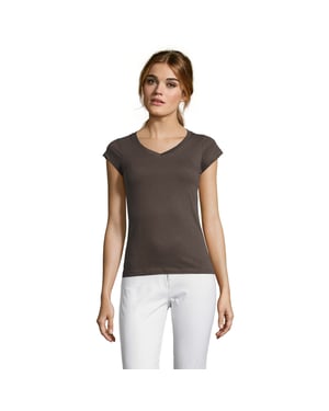 SOLS Dames/Dames Maan V Hals T-shirt (Donkergrijs massief)