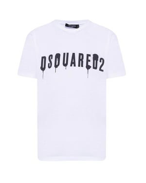 Dsquared2 Dripping Spray Logo Wit T-shirt