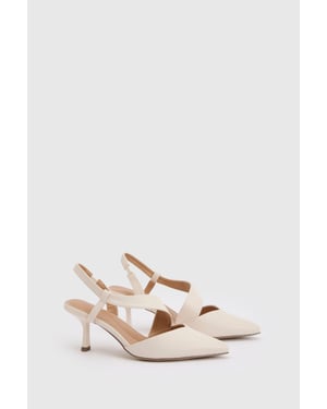 Wide Fit Evelyn Asymmetric Slingback Kitten Heel Comfort Sock Court Shoes