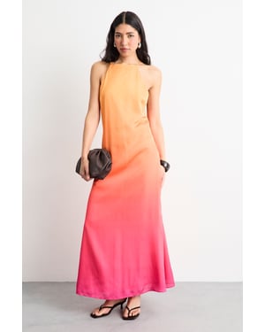 Ombre Strappy Satin Maxi Sundress