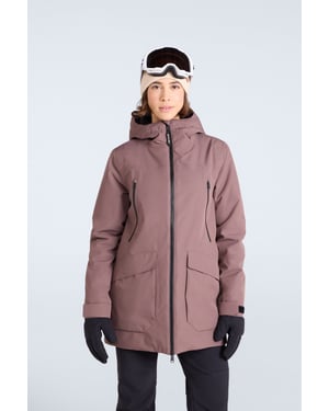'Echo' Women's Ski Jacket with Zip Fastening Waterproof Winter Coat Brown