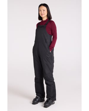 'Moon' Women's Bib Front Ski Pants Water Resistant Winter Snowboard Trouser Black